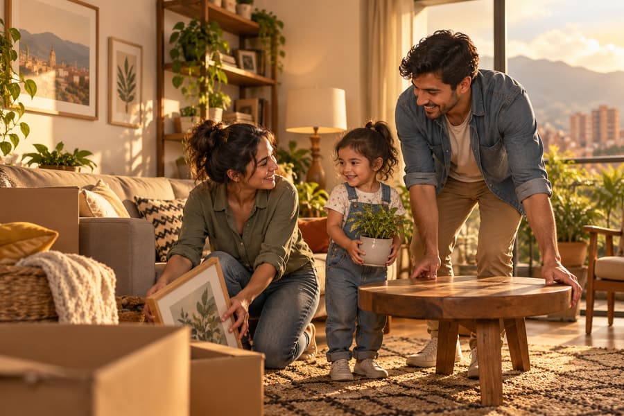 Familia compartiendo un momento en su hogar